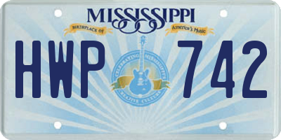 MS license plate HWP742