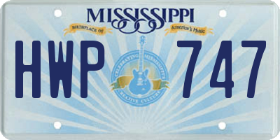 MS license plate HWP747