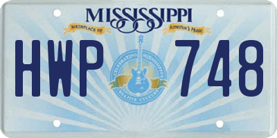 MS license plate HWP748