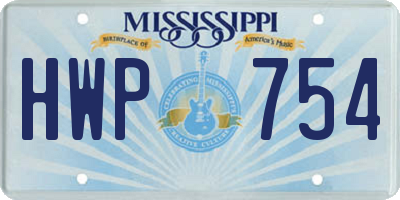 MS license plate HWP754