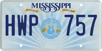 MS license plate HWP757