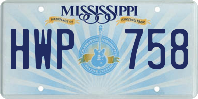 MS license plate HWP758
