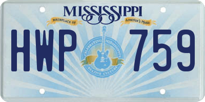 MS license plate HWP759