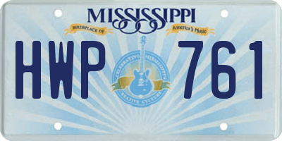 MS license plate HWP761