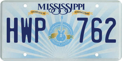 MS license plate HWP762
