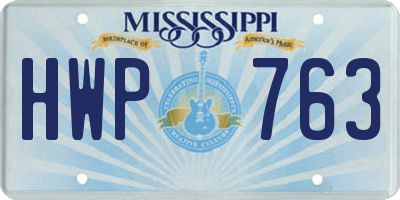MS license plate HWP763