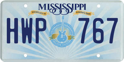 MS license plate HWP767