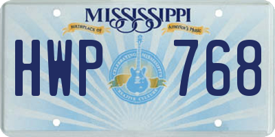 MS license plate HWP768
