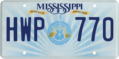 MS license plate HWP770