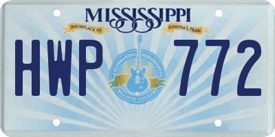 MS license plate HWP772