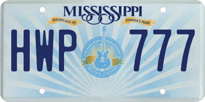 MS license plate HWP777
