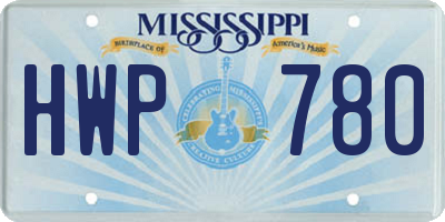MS license plate HWP780