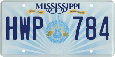 MS license plate HWP784