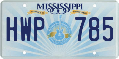 MS license plate HWP785
