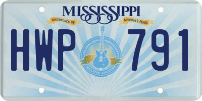 MS license plate HWP791
