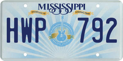 MS license plate HWP792