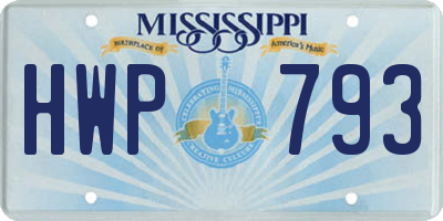 MS license plate HWP793