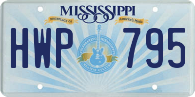 MS license plate HWP795