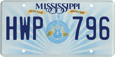 MS license plate HWP796