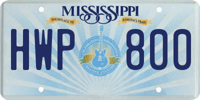 MS license plate HWP800