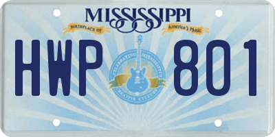 MS license plate HWP801