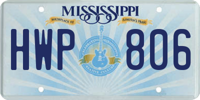 MS license plate HWP806