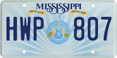 MS license plate HWP807