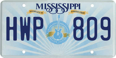 MS license plate HWP809