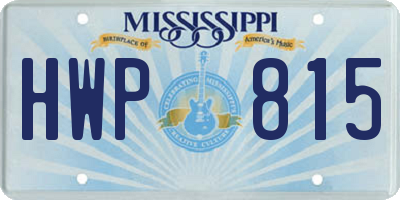 MS license plate HWP815