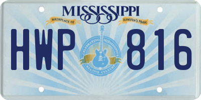 MS license plate HWP816