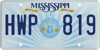 MS license plate HWP819