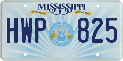 MS license plate HWP825