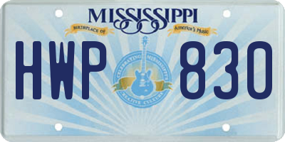 MS license plate HWP830