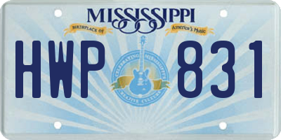 MS license plate HWP831