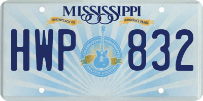 MS license plate HWP832