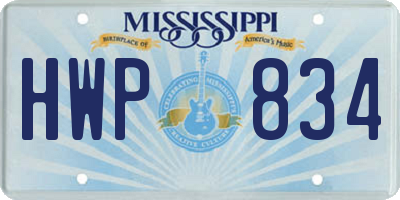 MS license plate HWP834