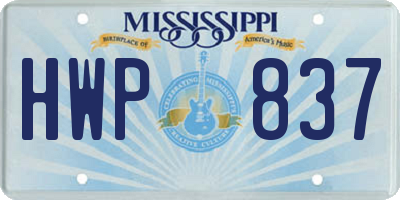 MS license plate HWP837