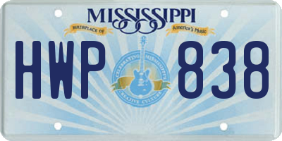 MS license plate HWP838