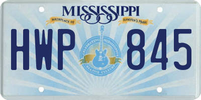 MS license plate HWP845