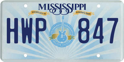 MS license plate HWP847