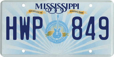 MS license plate HWP849