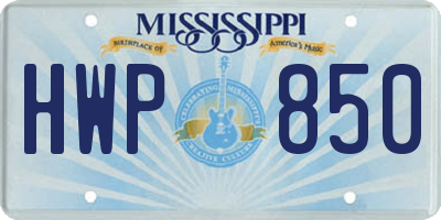 MS license plate HWP850
