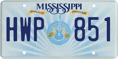 MS license plate HWP851