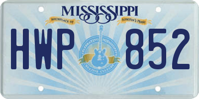 MS license plate HWP852