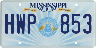 MS license plate HWP853