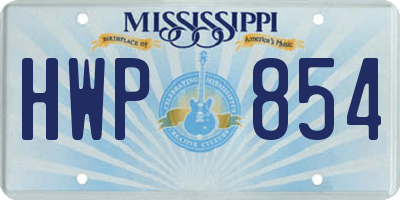 MS license plate HWP854