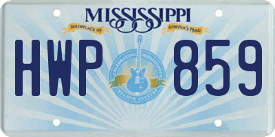 MS license plate HWP859