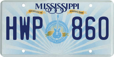 MS license plate HWP860