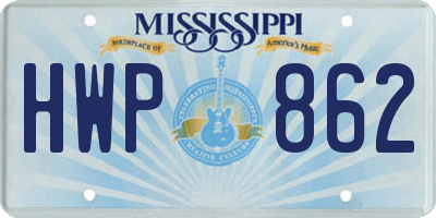 MS license plate HWP862