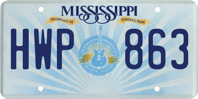 MS license plate HWP863